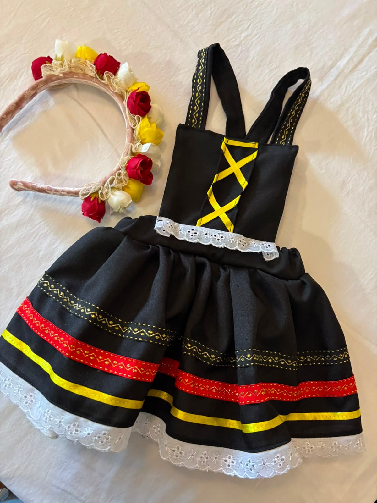 Vestido Infantil Traje Típico Preto