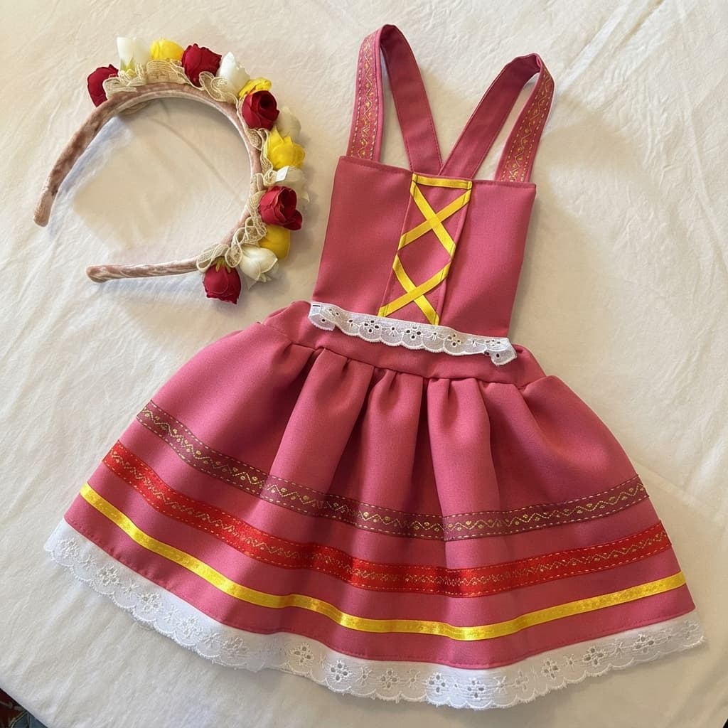 Vestido Infantil Traje Típico Rosa